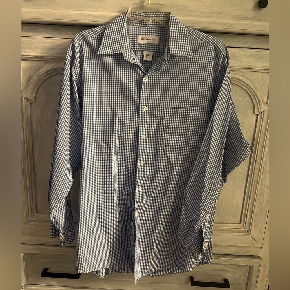 Brooks Brooks Blue &‎ White Plaid Non-Iron Button Down